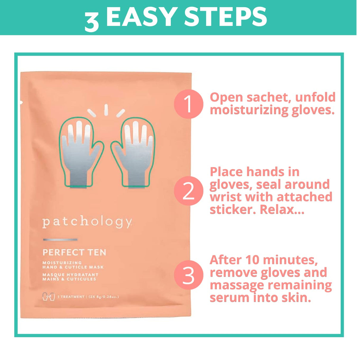 Patchology hand mask ingredients and benefits label details