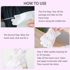 Detailed view of single use moisturizing hand mask pouch