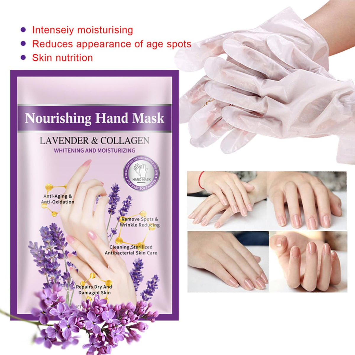Instructions for using Joyeee collagen hand care gloves