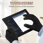 Black moisturizing gloves showing touchscreen compatible fingertips