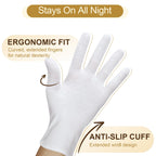 Close up of breathable cotton fabric and elastic cuff on white gloves