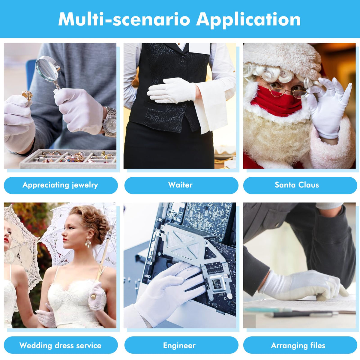 Side profile of reusable cotton spa gloves
