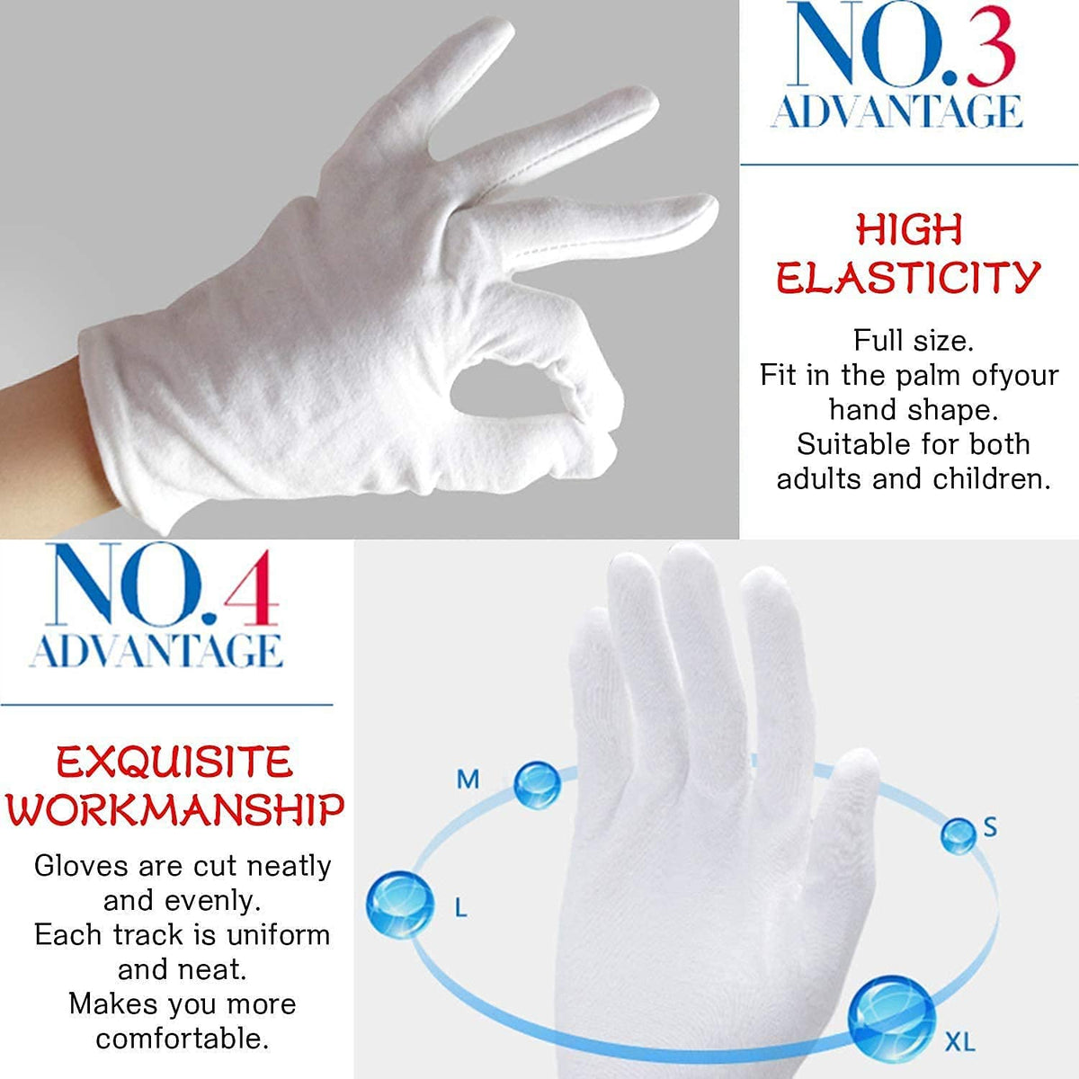 Yitiaoyu extra large cotton gloves packaging