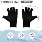 Three pairs of black cotton gloves for dry hand care