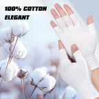 Woman wearing PKRFCJ white moisturizing gloves for night treatment