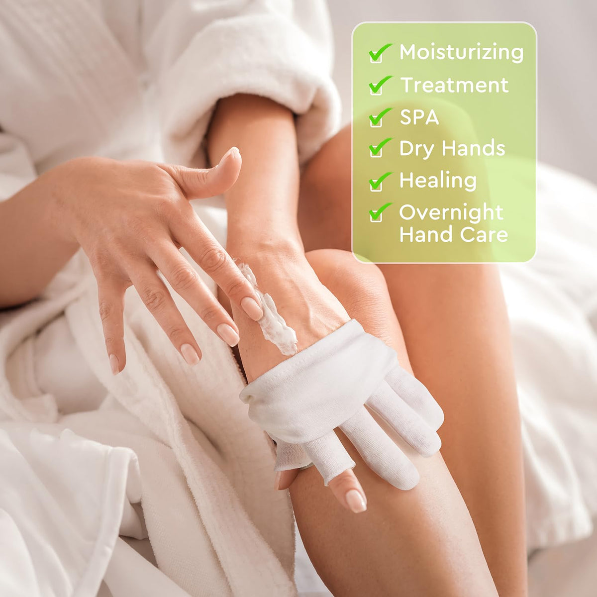 Swaker cotton gloves usage with lotion for intensive hydration
