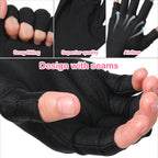 Black and pink UV shield gloves for gel nail lamps