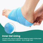 Person wearing white Welnove cotton heel socks for dry feet