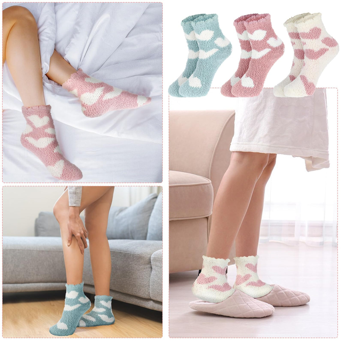Fluffy interior texture of Abeillo aloe infused socks