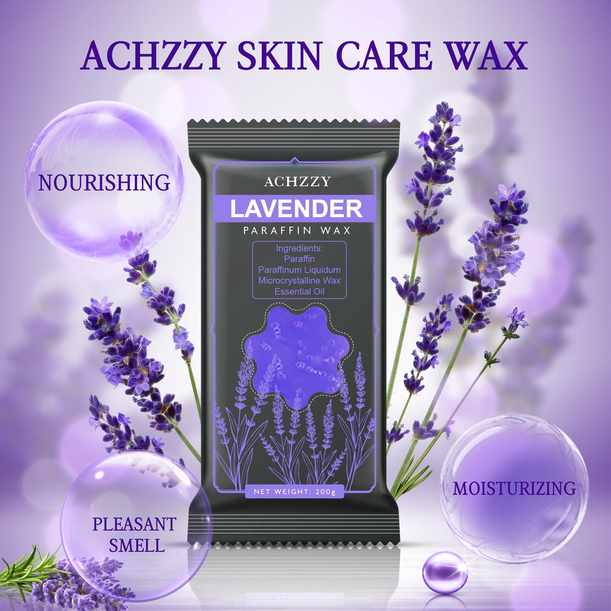 Twelve individual blocks of lavender scented paraffin wax arranged together