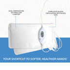 Oversized thirteen inch by seven inch electric beauty gloves showcasing the spacious entry for all hand sizes.