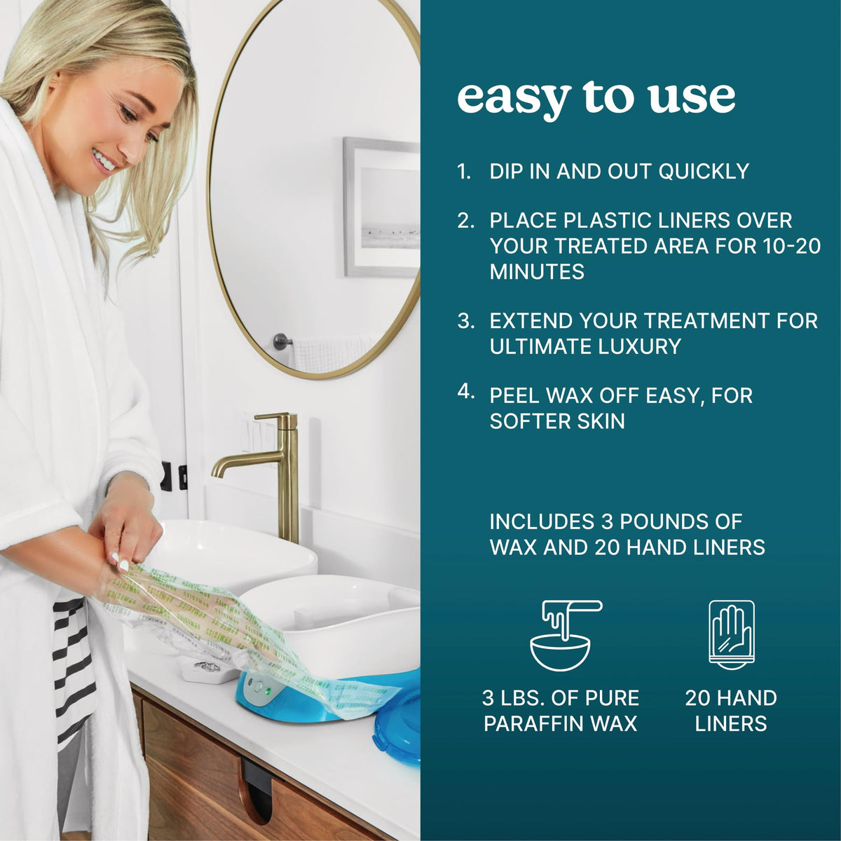 Using disposable plastic hand liners during at-home spa treatment