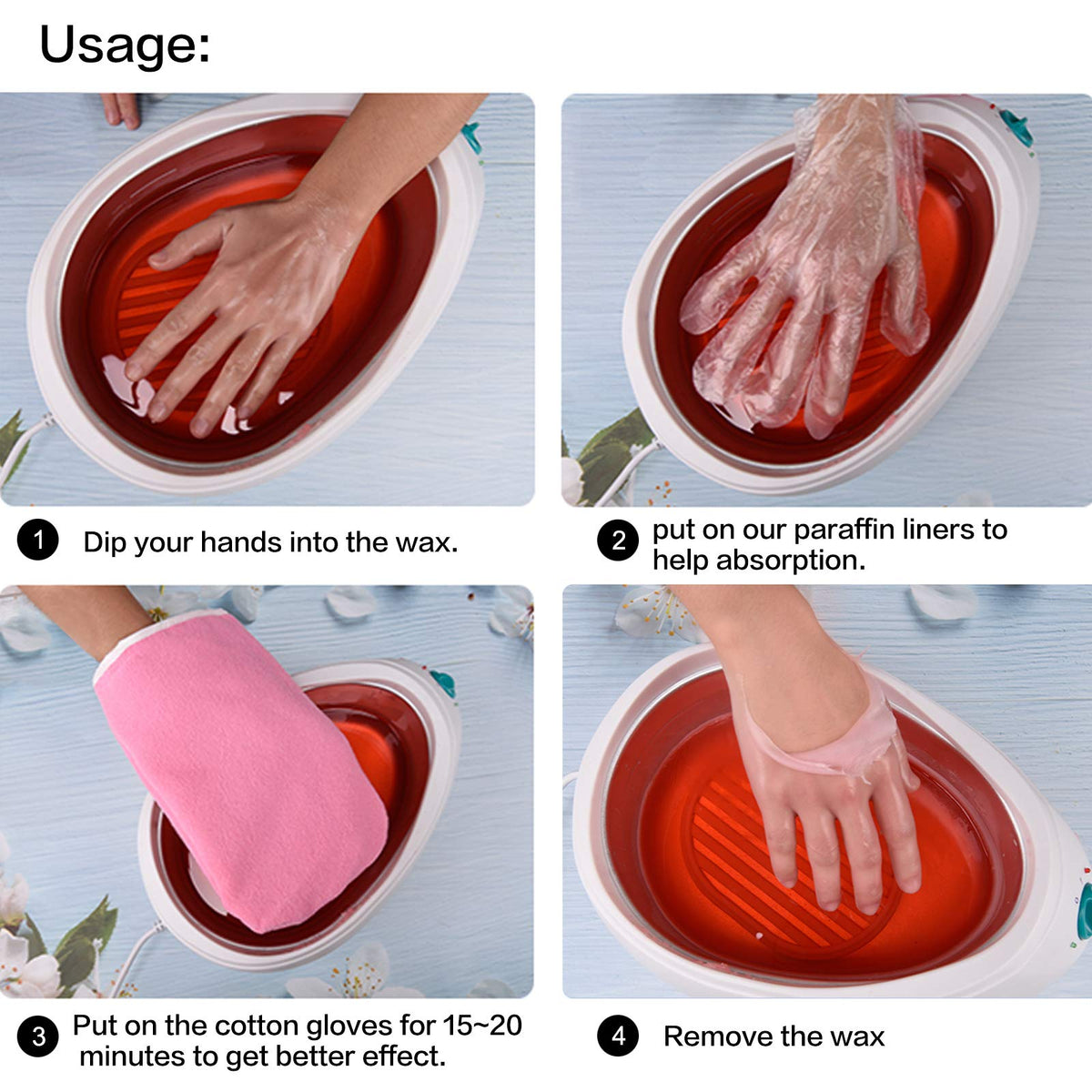 Niubow hot wax therapy mitten bags highlighting hygienic single use barrier durability