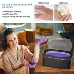 Full product bundle display including the Karite paraffin heater unit, application brushes, and protective thermal liners.