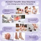 Side view of Achzzy paraffin wax block detailing the safety and ingredient information label clearly.