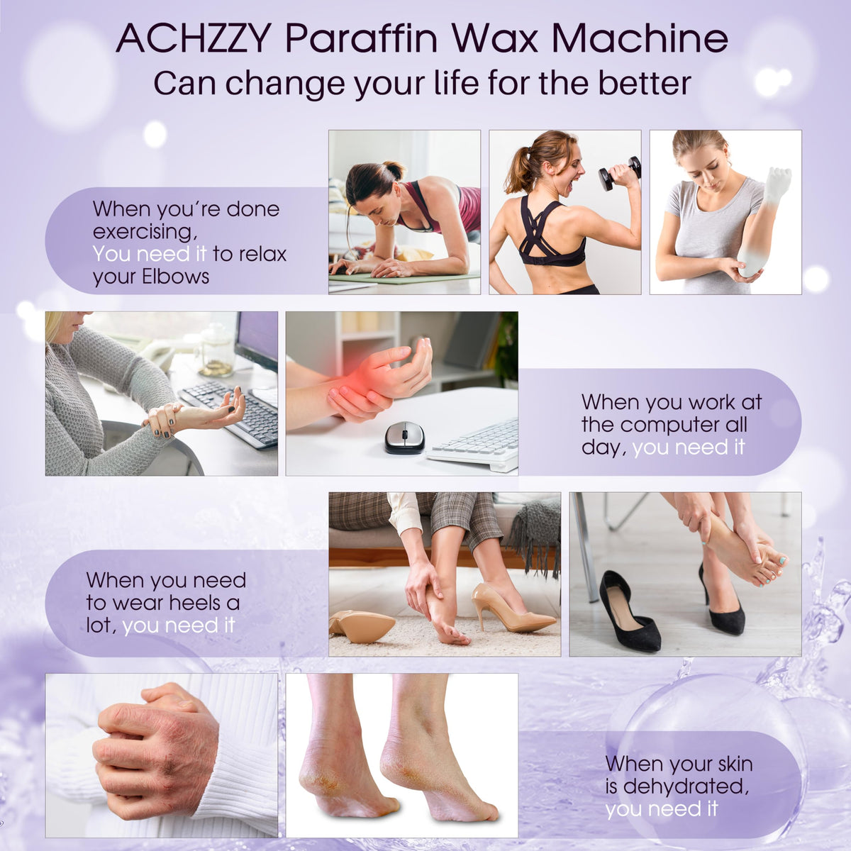 Side view of Achzzy paraffin wax block detailing the safety and ingredient information label clearly.
