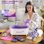 Achzzy thermal therapy wax machine showing a foot being treated in the large basin.
