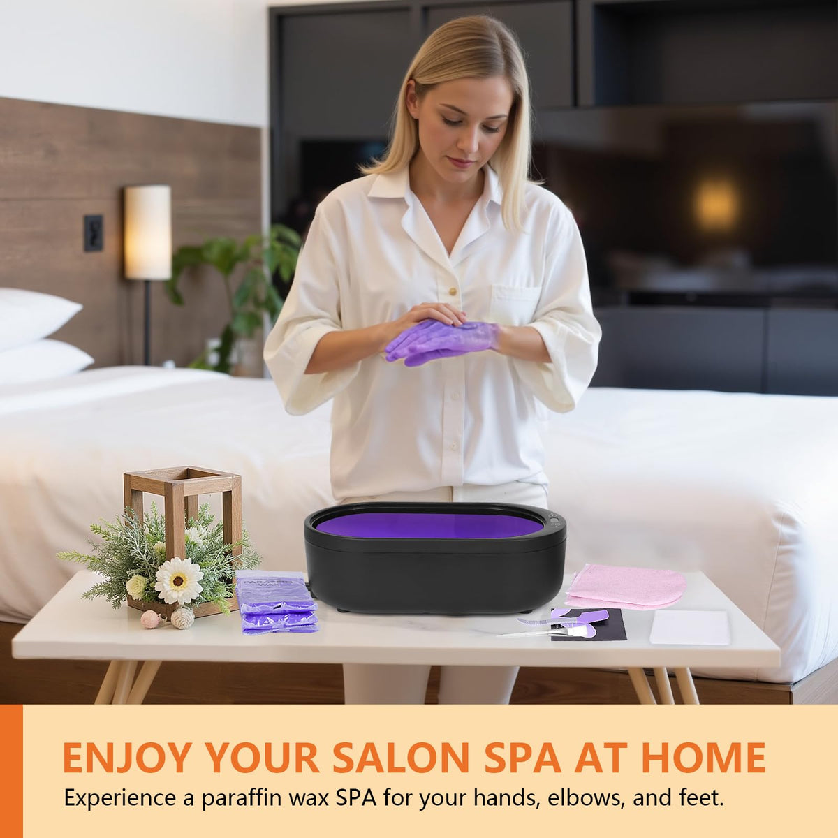 Paraffin wax bath treatment for hands and feet with lavender refills