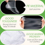 Heavy duty waterproof polyethylene foot covers protecting feet during a heated paraffin wax bath session