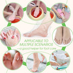 Tear resistant disposable clear plastic socks being opened to demonstrate the wide cuff dimensions