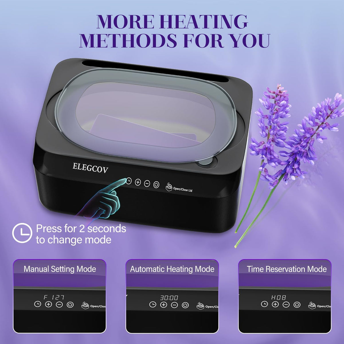 ELEGCOV paraffin bath setup with eight included wax refills packs