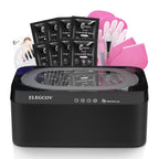 Complete ELEGCOV paraffin wax kit contents including liners and accessories