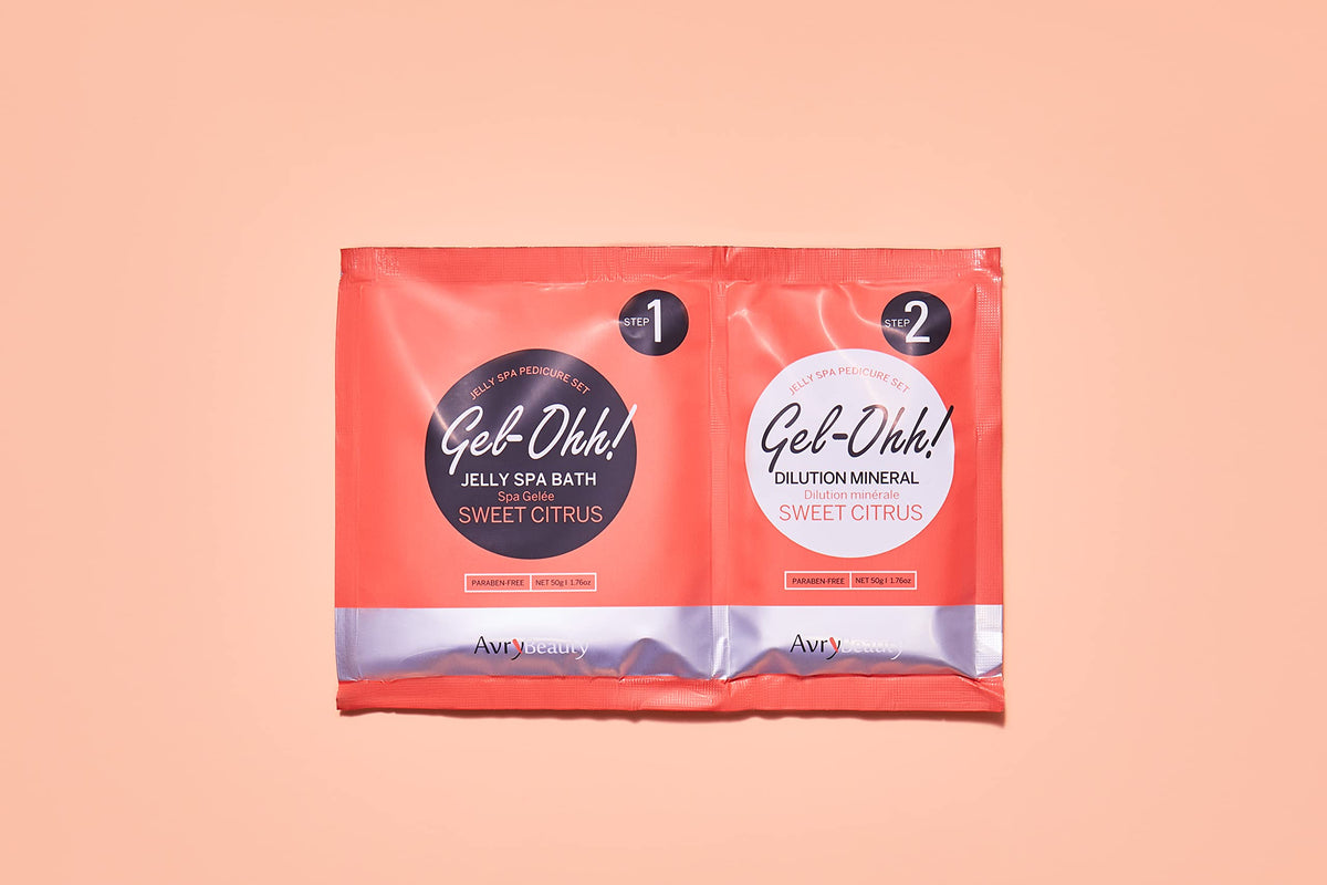 AvryBeauty citrus jelly pedicure soak in a foot basin