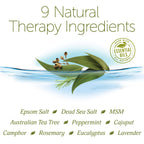 Back label of Epsoak Epsom salt foot soak displaying full ingredient list and directions for use.