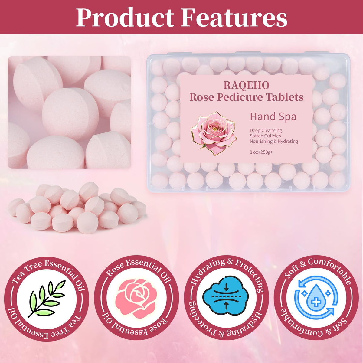 Spa Redi manicure soak balls dissolving in a spa water bowl