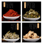 Detail of the herbal ingredients including safflower and motherwort for blood circulation boost
