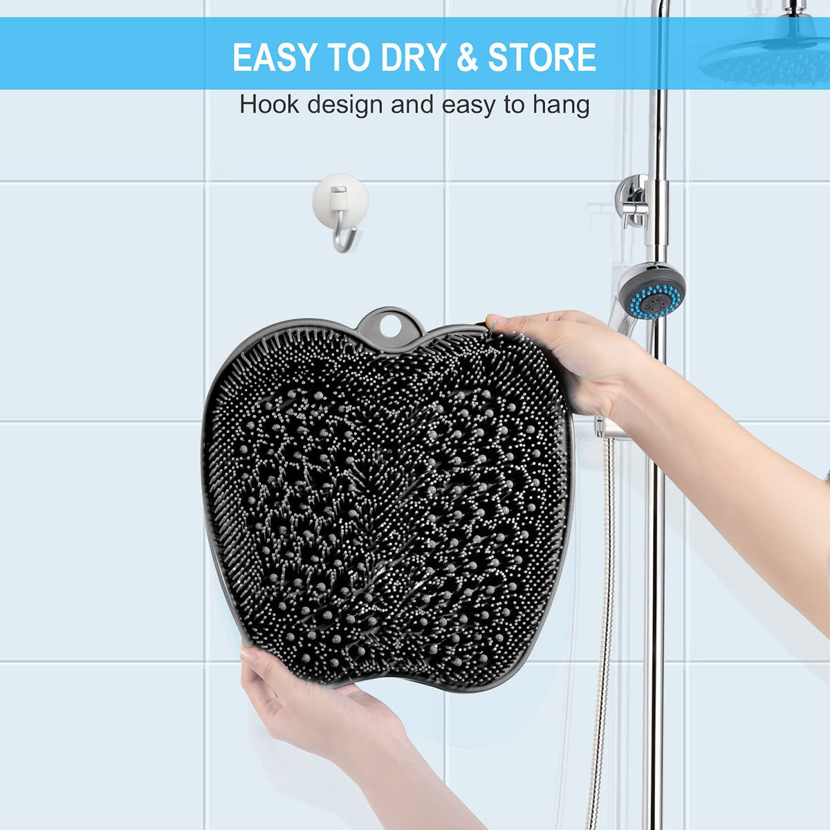 Beskar shower foot cleaning mat showing ergonomic design