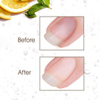 Using the included damp brush to scrub underneath discolored nails