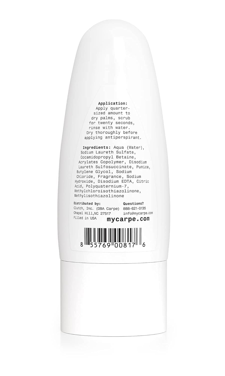 Carpe Exfoliating Foot Scrub packaging branding and benefits list