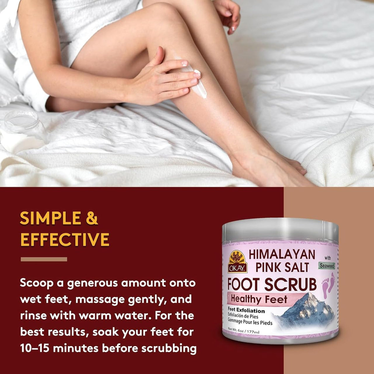 Deep exfoliating foot scrub by OKAY Pure Naturals featuring natural ingredients.