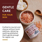Authentic USA imported OKAY Himalayan pink salt foot exfoliator jar packaging.