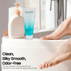 Dr. Canuso foot scrub tube emphasizing the organic beeswax microbeads feature.