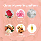 Handmade Heroes rose petal body scrub ingredients detail