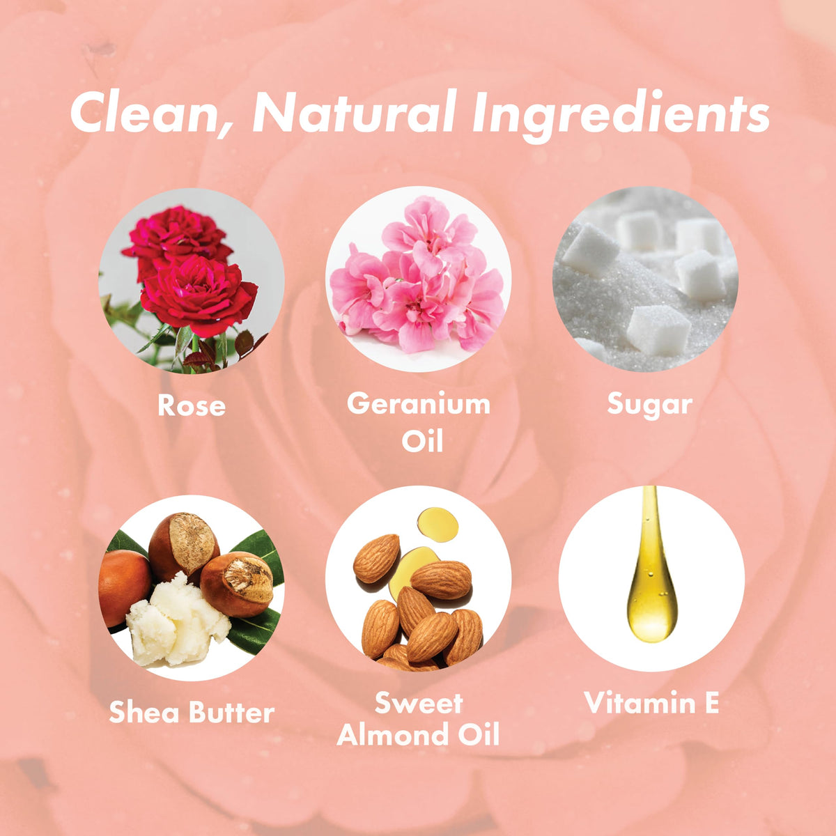 Handmade Heroes rose petal body scrub ingredients detail