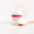 Kosmatology Peppermint Eucalyptus exfoliating scrub for softening rough feet and heels.
