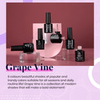 Swatch samples of Beetles 6 color purple nail set