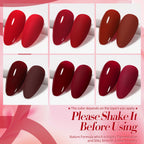 Six bottles of Born Pretty red nail polish set