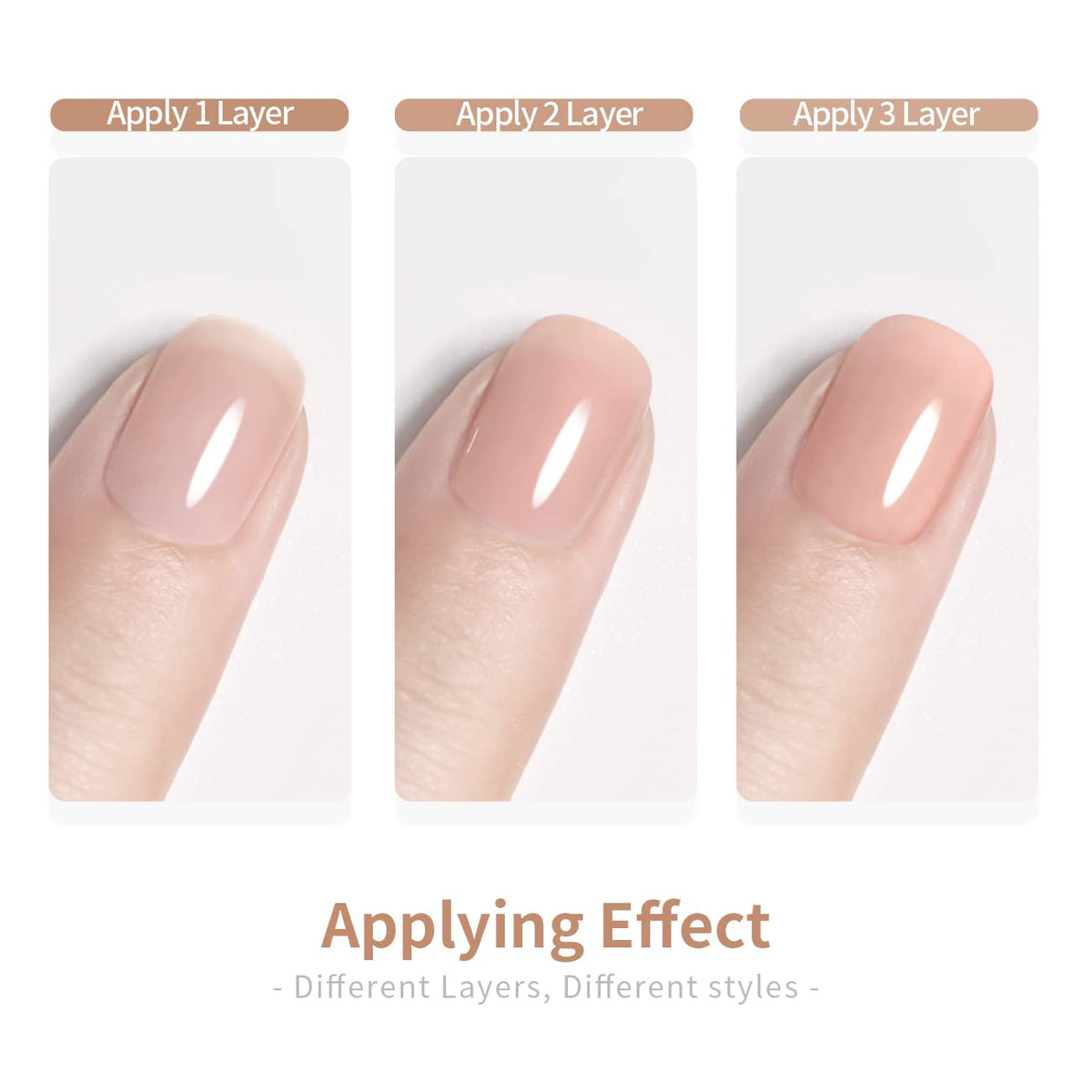 Natural nail look created with Rarjsm jelly polish