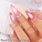 Professional manicure design using Double Rhythm pink rose gel polish