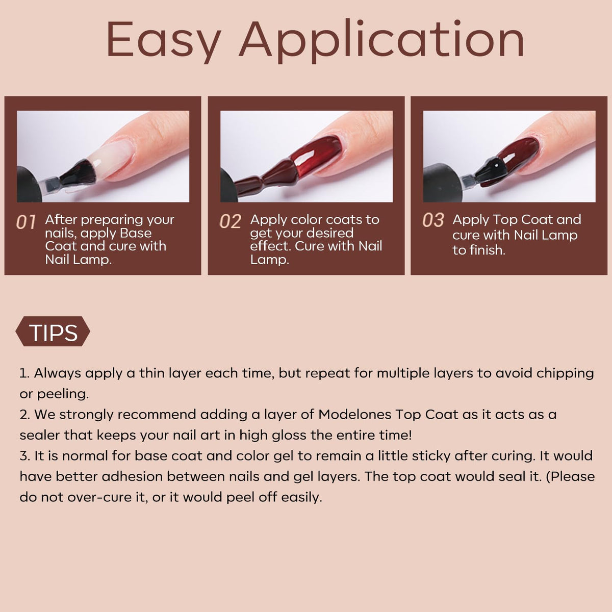 DIY home manicure using Modelones nude gel shades
