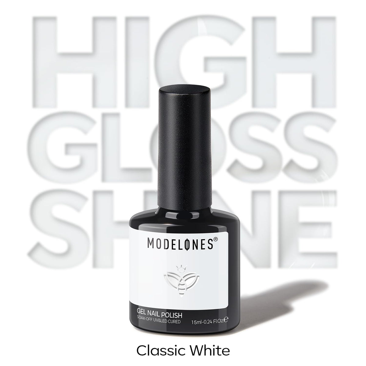 Modelones gel polish bottle next to UV LED nail lamp