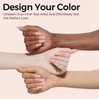 Tomicca light nude gel polish swatch on fingernails