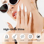 LED cured white gel nail polish close up