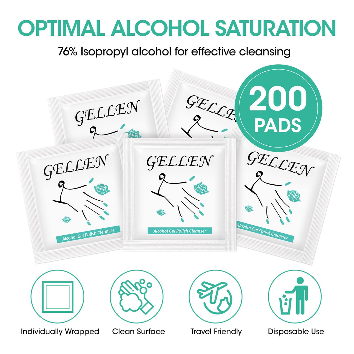 Individually wrapped alcohol prep wipes for gel polish residue removal