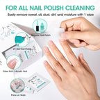 Lint free glossy nail wipes showing single packaging details