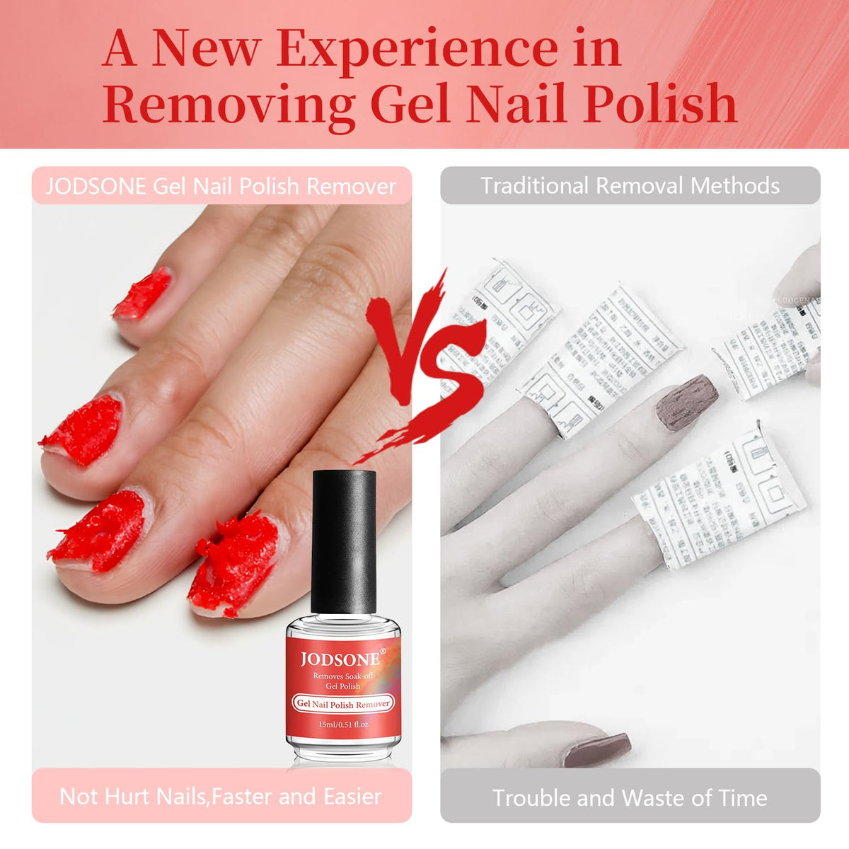 Applying Jodsone gel nail remover to fingernails